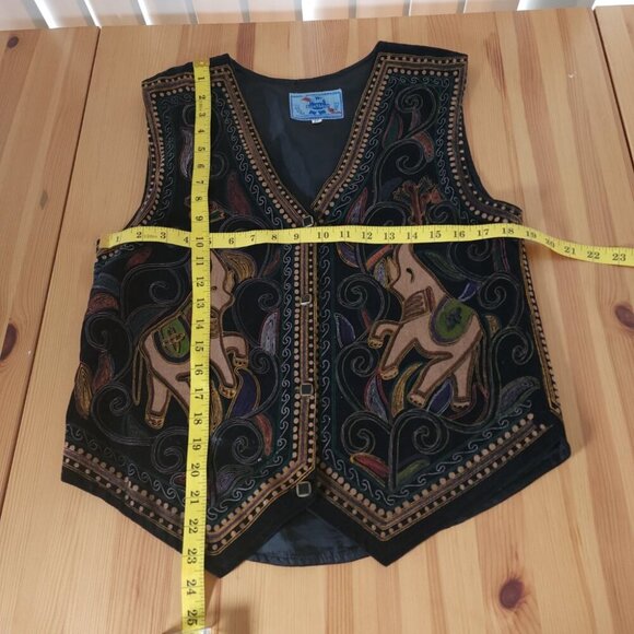 Women's Vest Velvet Elephant Festival Boho Artsy XL - Picture 4 of 6